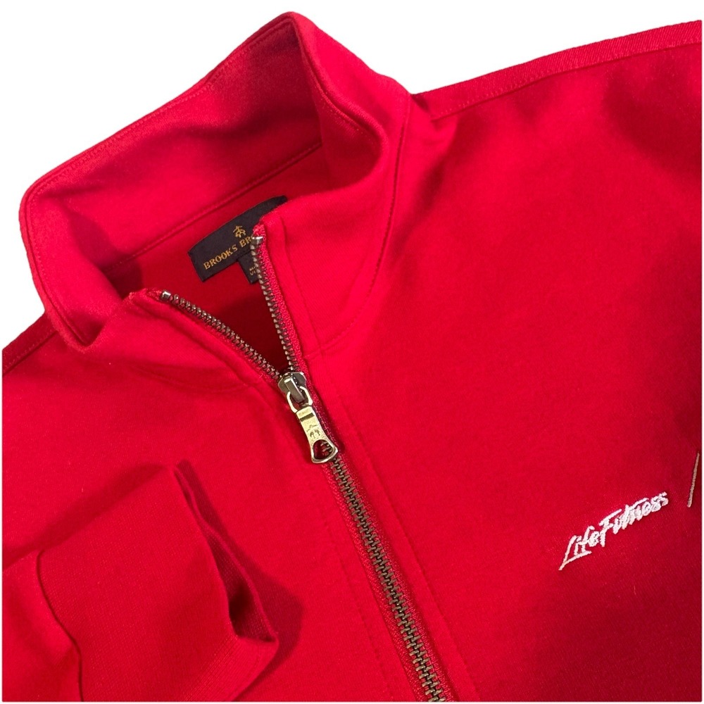 Brooks Brothers 1/4 Quarter Zip Mens M Red Golf Performance Knit Anti-Pill NEW